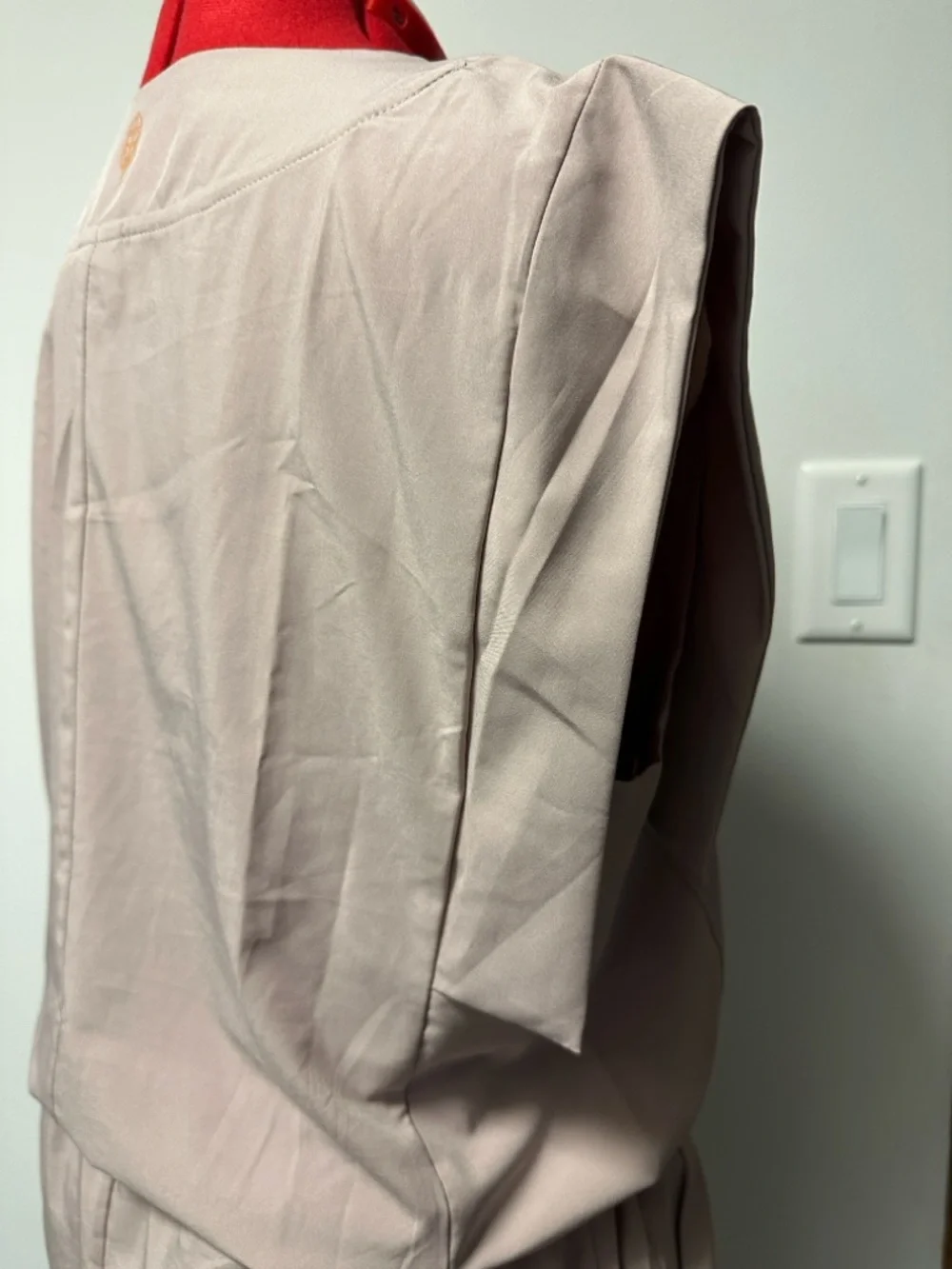 Women’s Blush Beige V-Neck Drawstring Waist Dress - Picture 3 of 12
